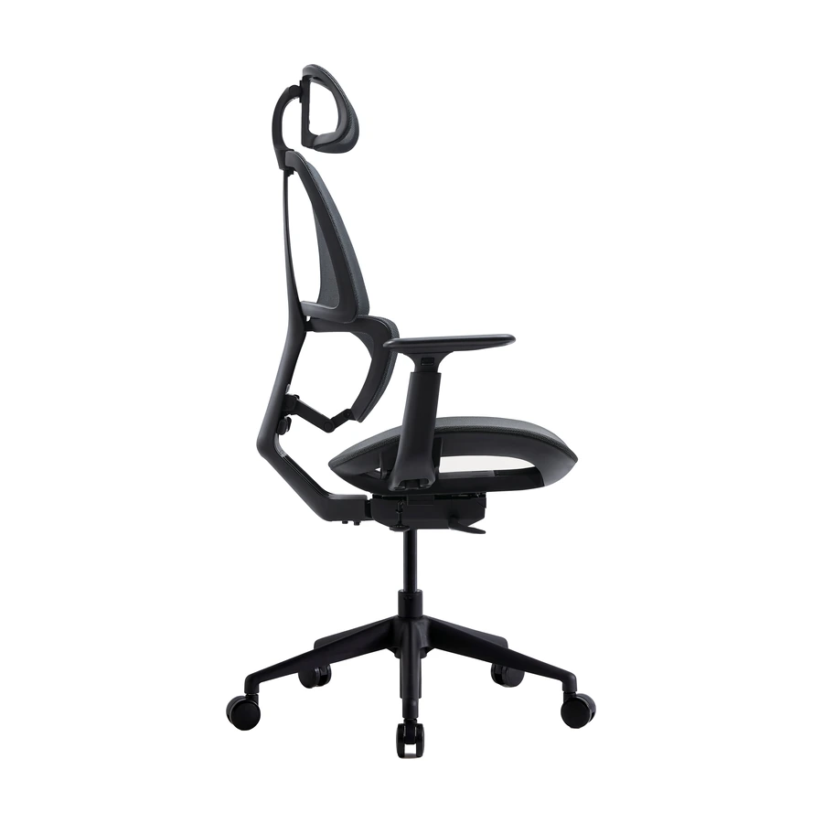 Silla ejecutiva G3 vista lateral, con soporte lumbar separado y mecanismo autopesante