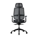 Silla ejecutiva G3 vista trasera, con marco negro y malla gris oscuro