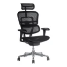 Silla ergonómica Ergohuman Fit negra, vista tres cuartos