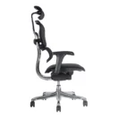 Silla ergonómica Ergohuman Fit negra, vista lateral con mecanismo sincrónico y base de aluminio