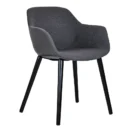 Silla Kahlo Pata Madera gris oscuro, vista tres cuartos con patas de madera negra