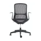Silla Nori vista frontal, con malla en respaldo y asiento y armazon de fibra de vidrio