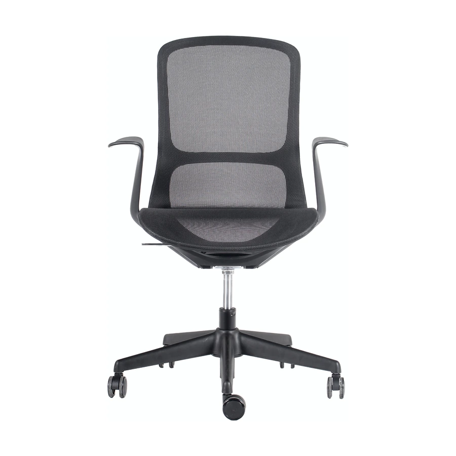 Silla Nori vista frontal, con malla en respaldo y asiento y armazon de fibra de vidrio