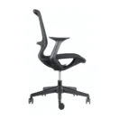 Silla Nori vista lateral, con brazos fijos en forma de ala y piston a gas de 120 mm