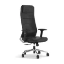 Sillon gerencial Argos negro en tres cuartos, tapizado en cuero PU con base cromada