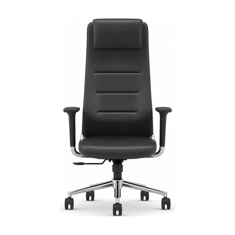 Sillon gerencial Argos vista frontal, con respaldo alto de cuero PU y apoyacabezas integrado
