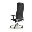 Sillon gerencial Argos vista trasera, con respaldo alto tapizado y estructura cromada