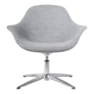 Sillón lounge Loto gris, vista frontal con base giratoria de aluminio