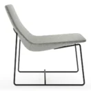 Sillón Sone gris, vista lateral con base de acero tipo hilo