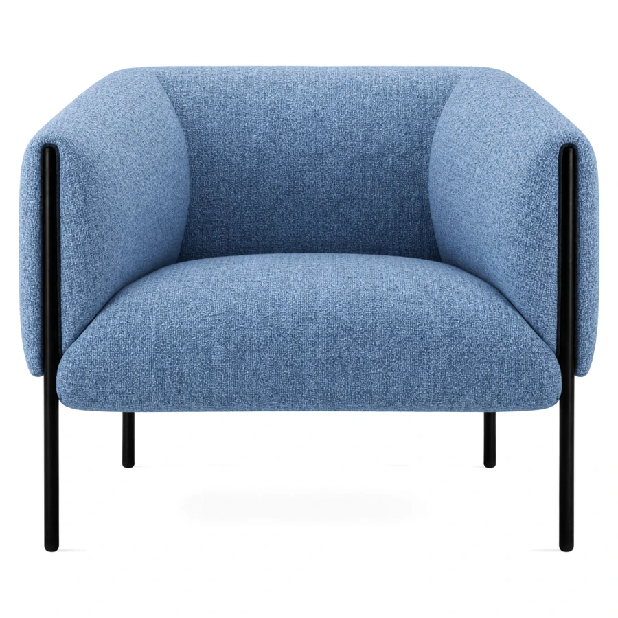 Sillón Alfa de un cuerpo color azul, vista frontal
