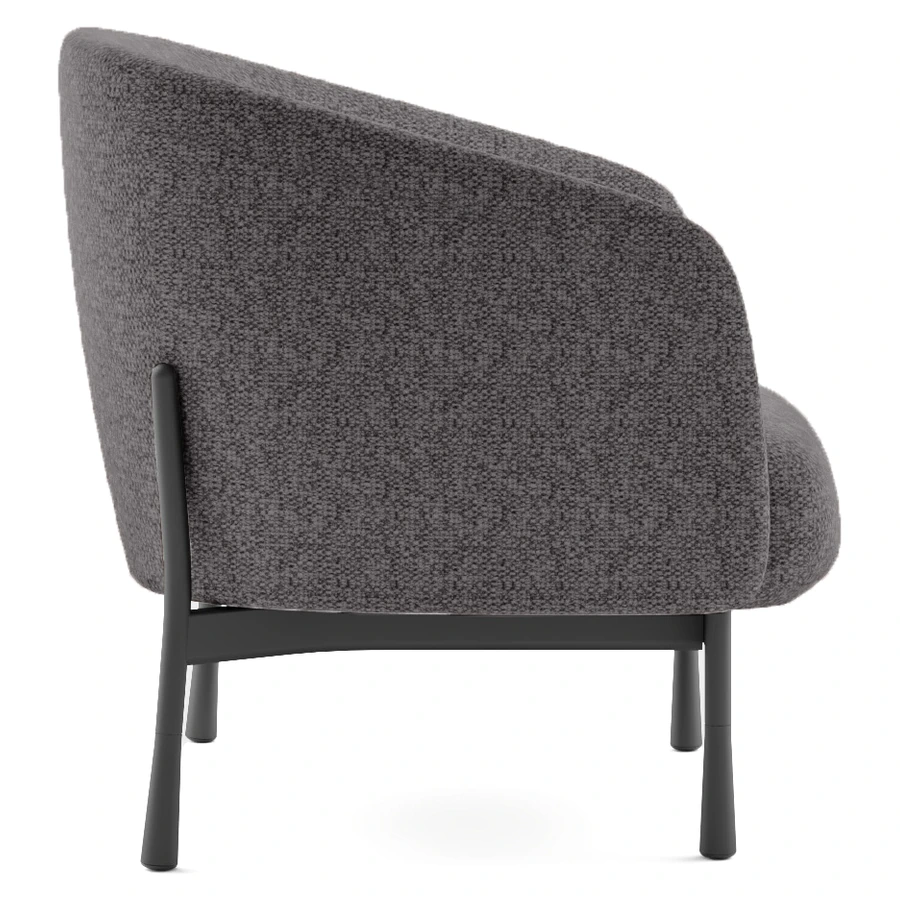 Sillón Cosmo de un cuerpo color gris en perspectiva trasera