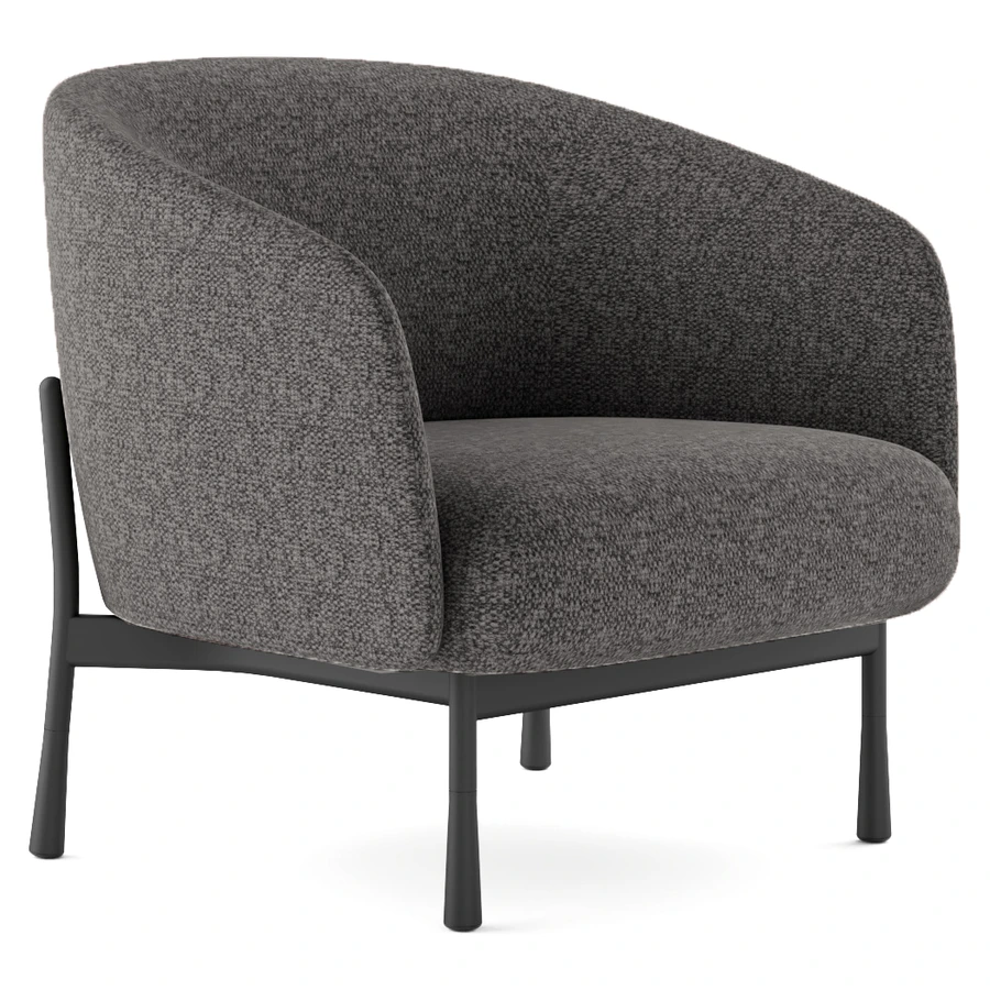 Sillón Cosmo de un cuerpo color gris en tres cuartos, con respaldo envolvente
