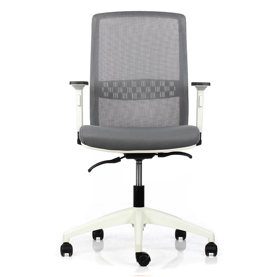 Silla ejecutiva Big Boss Blanca vista frontal con apoyo lumbar y brazos 2D blancos