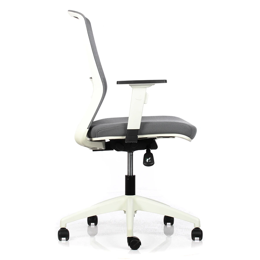 Silla ejecutiva Big Boss Blanca vista lateral con mecanismo sincrónico y asiento gris