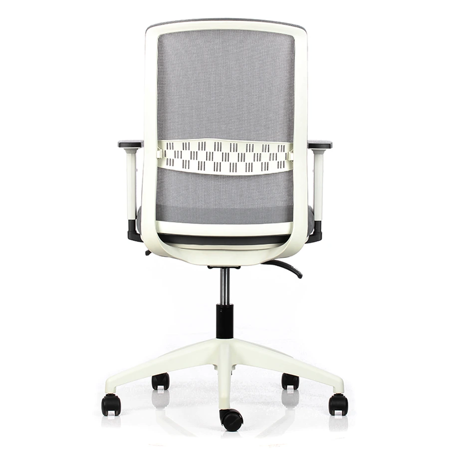 Silla ejecutiva Big Boss Blanca vista trasera con estructura blanca y malla gris